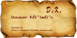 Donauer Kálmán névjegykártya